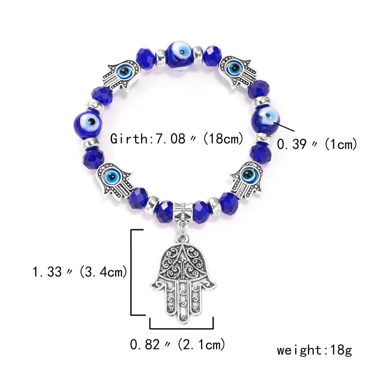 Wholesale Blue Evil Eye Glass Bead Bracelet With Palm Pendant Unisex Fashion Accessory For Everyday Wear And Boutique Resale