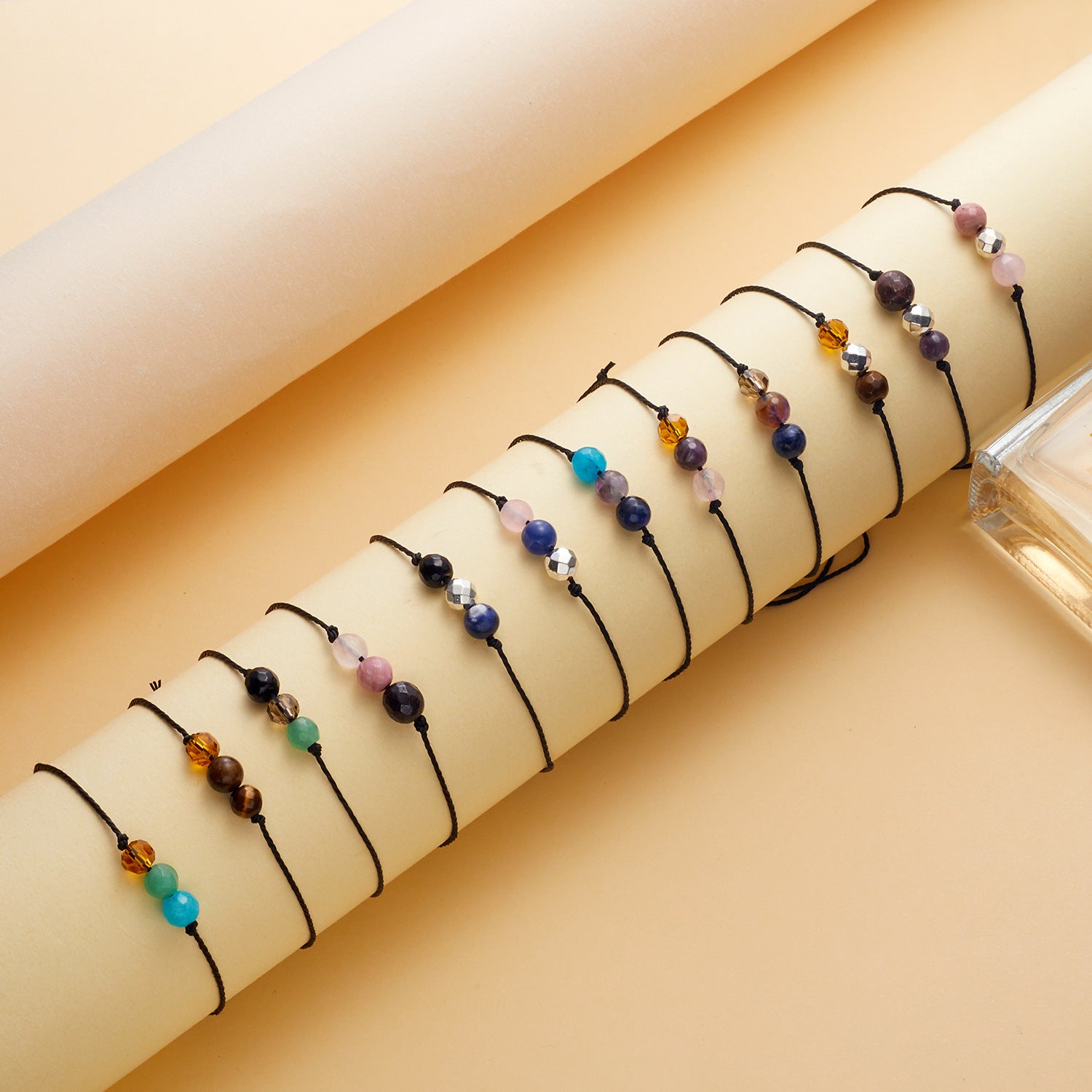 Wholesale twelve constellation bracelet  cut stone beaded hand-woven bracelet