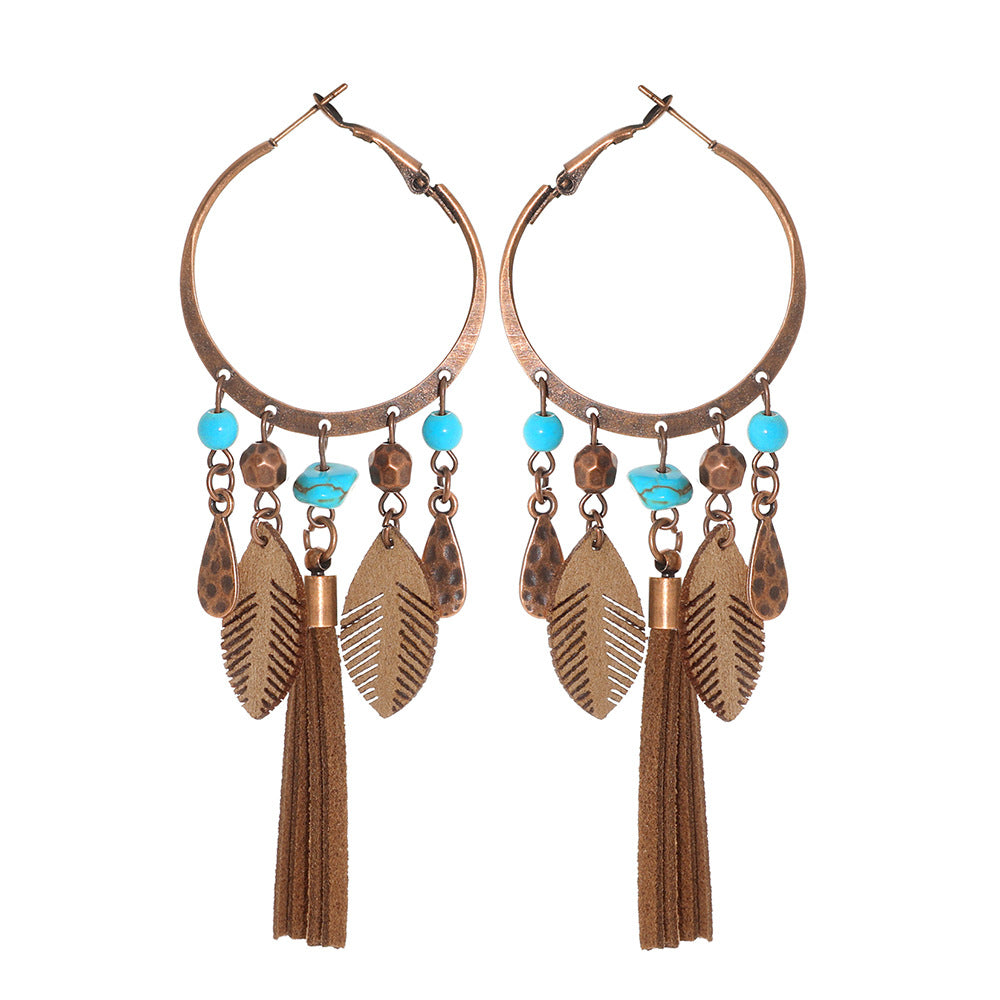 Wholesale Zinc Alloy Bohemian Earrings Maillard Color Holiday Style Retro Fashion Accessory