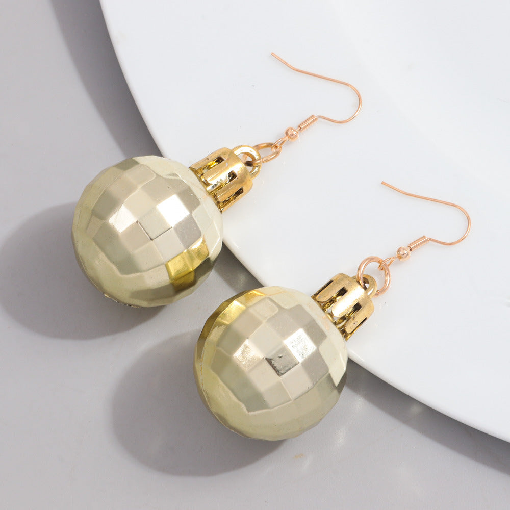 Wholesale multi-faceted reflective lantern ball earrings