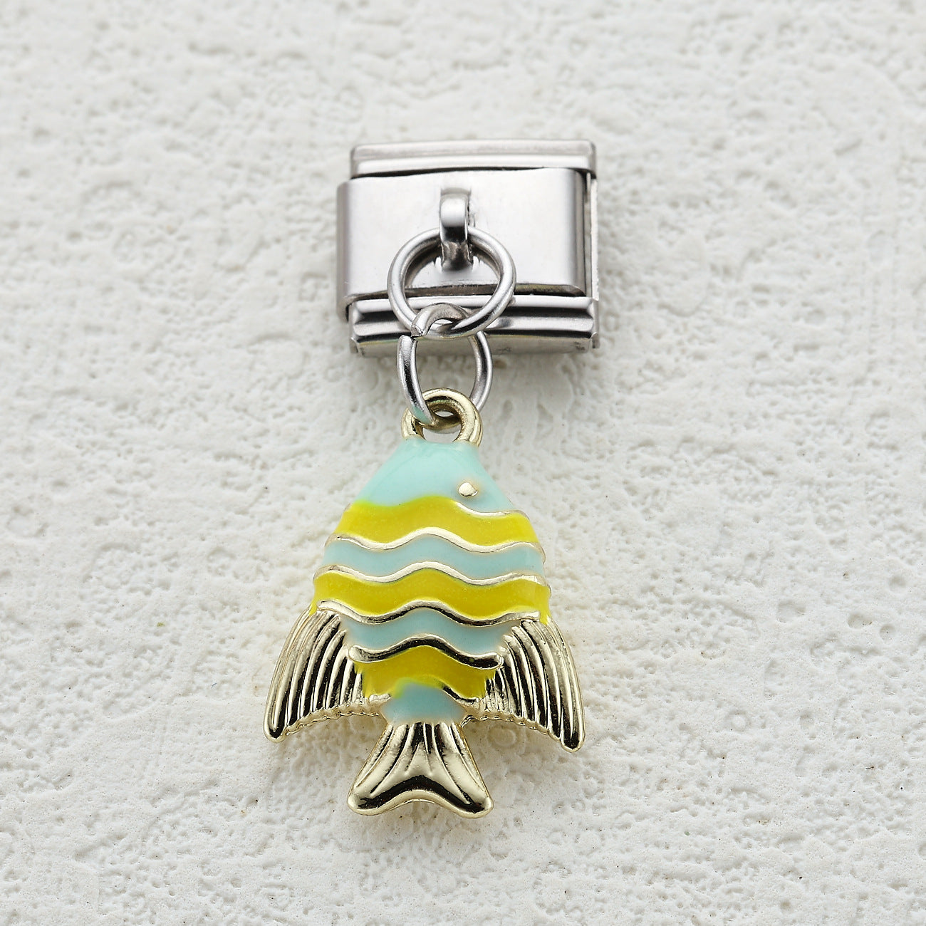 Wholesale 10pcs Italian Charm Bracelet 9mm DIY Splicing Colorful Oil-Drip Tropical Fish Stainless Steel Composable Bracelet