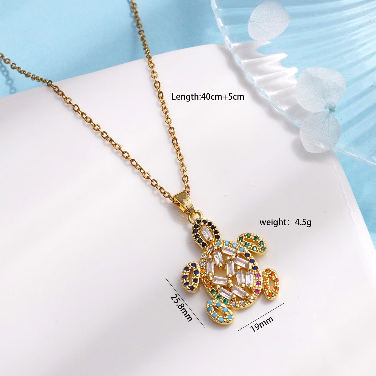 Wholesale  copper gold-plated zircon marine turtle titanium steel necklace