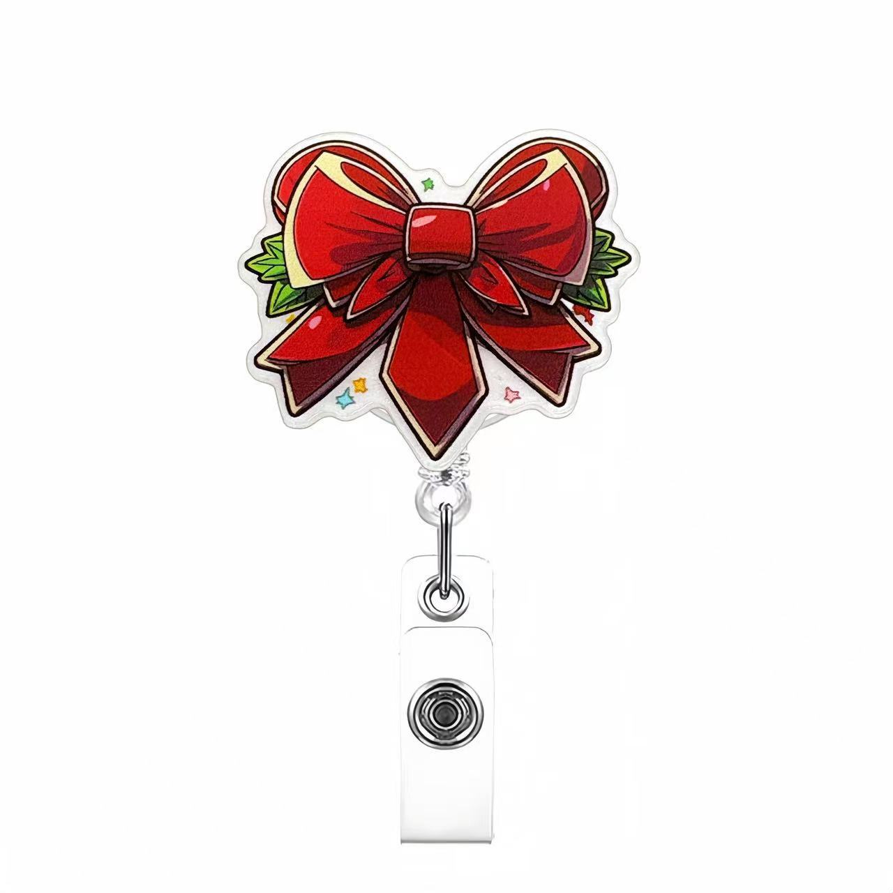 Wholesale Christmas bow badge clip Badge Reels
