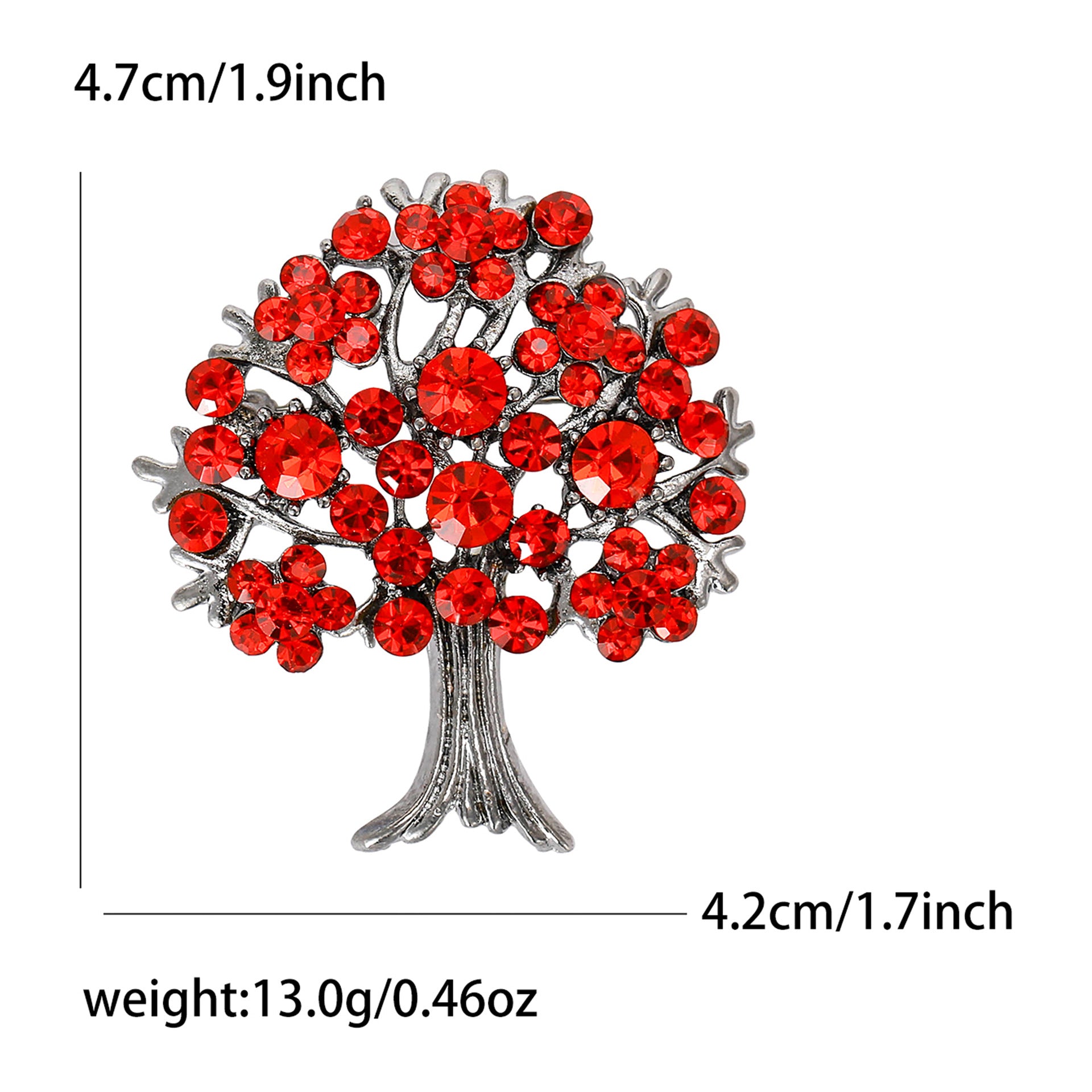Wholesale Chic Tree Of Life Brooch Pin Alloy Rhinestone Red Women S Fashion Accessory Party Gift Resale