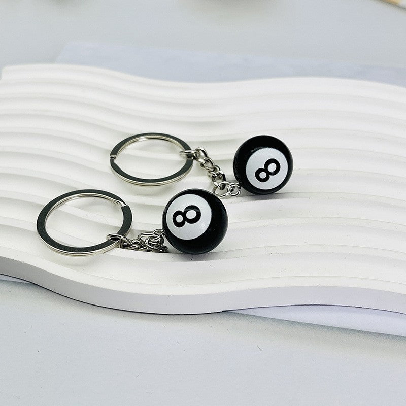 Wholesale  Resin  Black Billiards Keychains