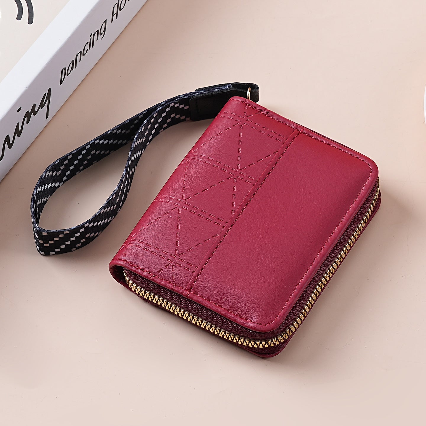 Wholesale Color Blocking PU Zip Wallet Stylish Card Case Coin Purse Unisex Gift Boutique Resale