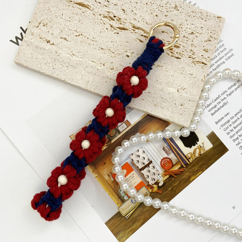 Wholesale Wooden Beads Flower Heart Small Daisy Flower Keychains ACC-KC-Huaien005