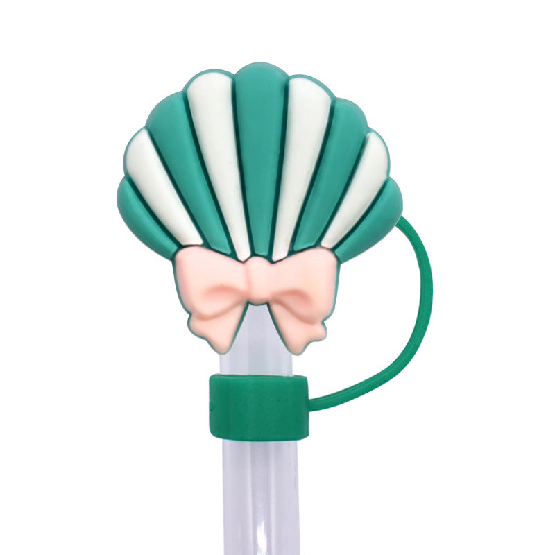 Wholesale Random 100pcs Multicolor Shell Series 10mm PVC Soft Straw Tube Cap