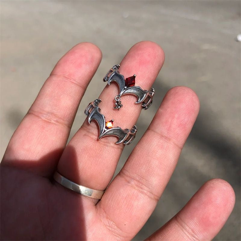 Wholesale  Retro Zinc Alloy Red Diamond Open Ring