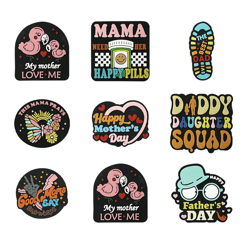 Wholesale Random 10pcs Mother's and Father's Day PVC Soft Glue Focal Beads DIY Beaded Pen Accessories