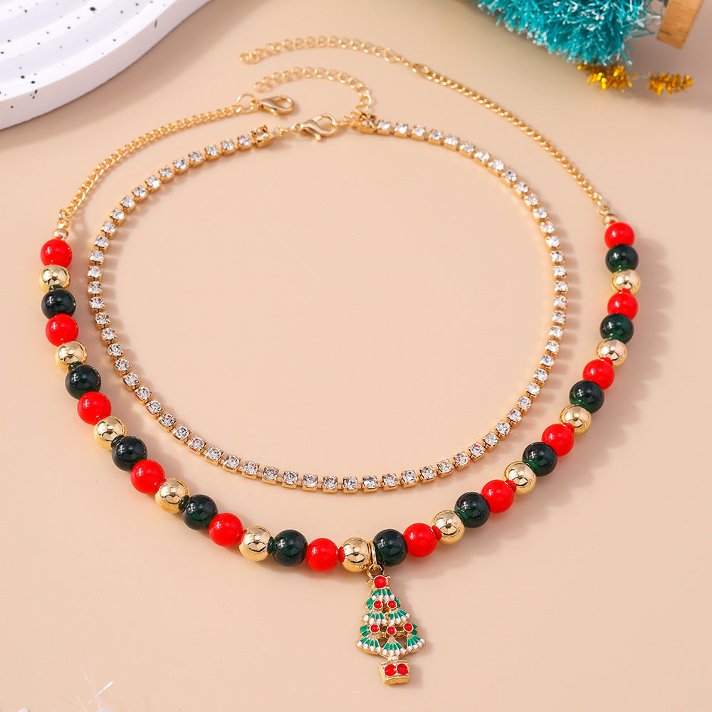 Wholesale Christmas Tree Wreath Clavicle Necklaces ACC-NE-YueSen008