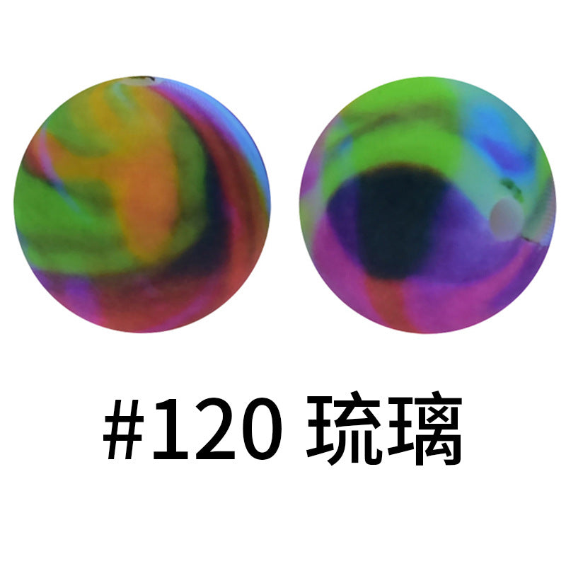 Wholesale 50pcs 15mm Western Style Leopard Skull Color Aztec Printed Silicone Balls Beads ACC-BDS-HeSheng008