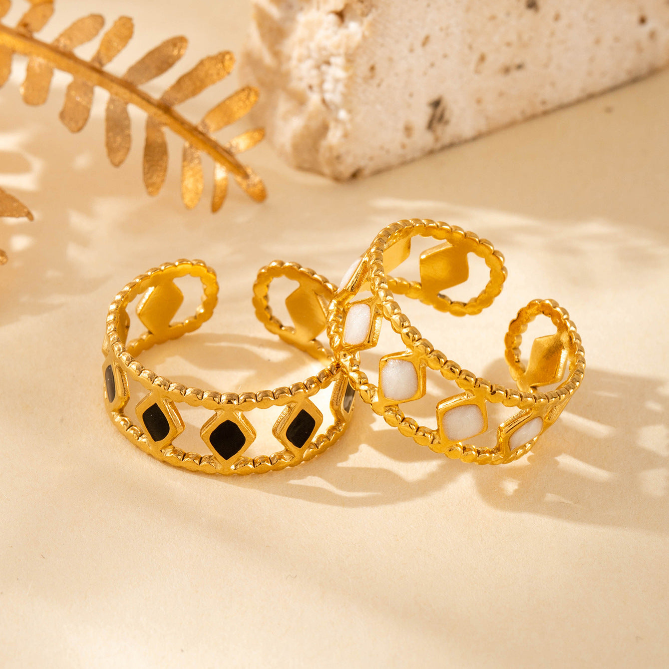 Wholesale  Retro   All-match Titanium Steel Diamond Pattern Opening Adjustable Ring