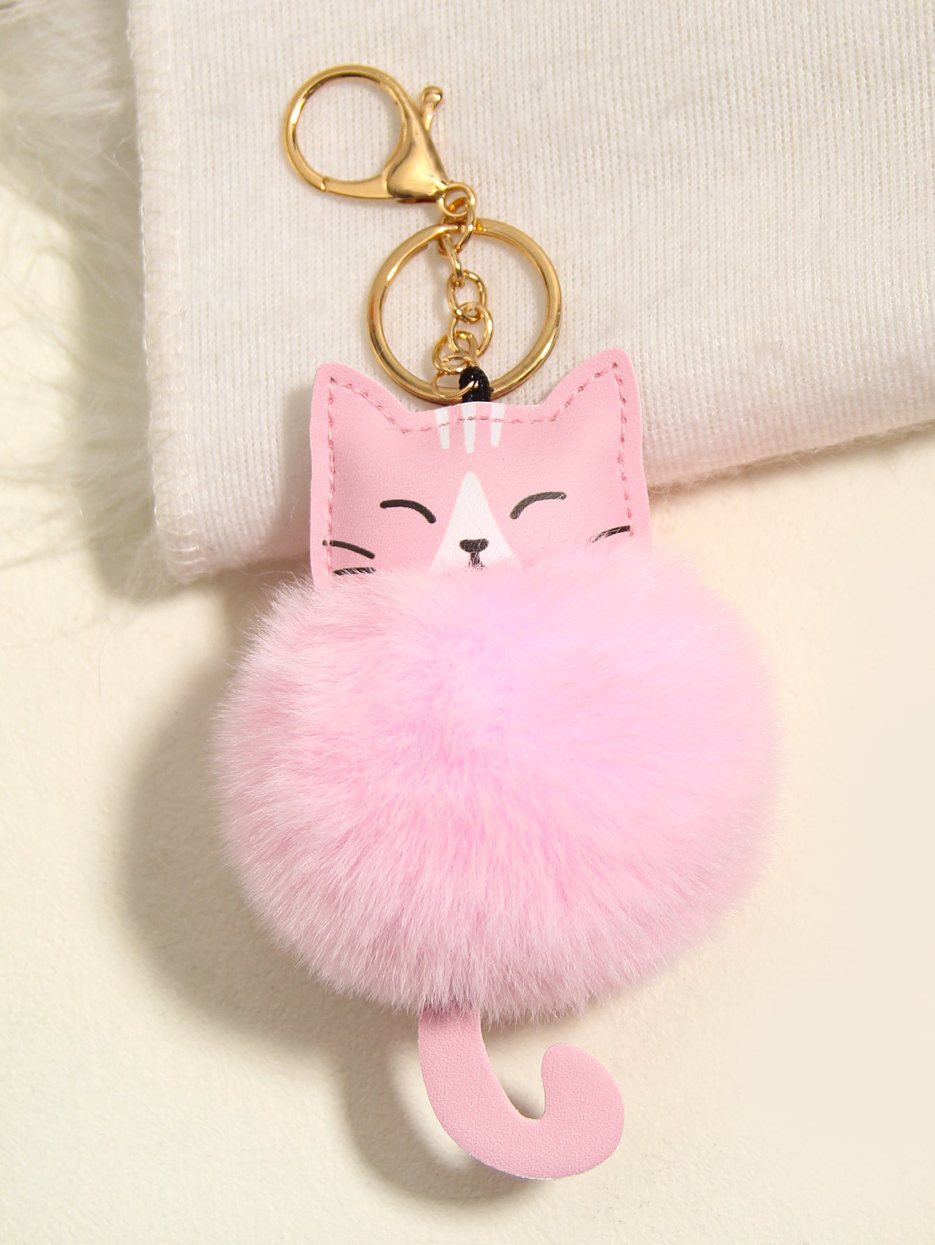 Wholesale Cartoon cat imitation rex rabbit plush ball key chain pendant lucky cat ladies bag car plush accessories