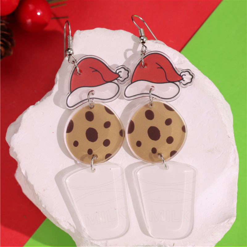 Wholesale Christmas Cookie Milk Earrings Acrylic Earrings