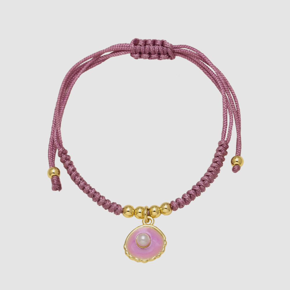 Wholesale Braided Cord Man-made Pearl Shell Bracelet