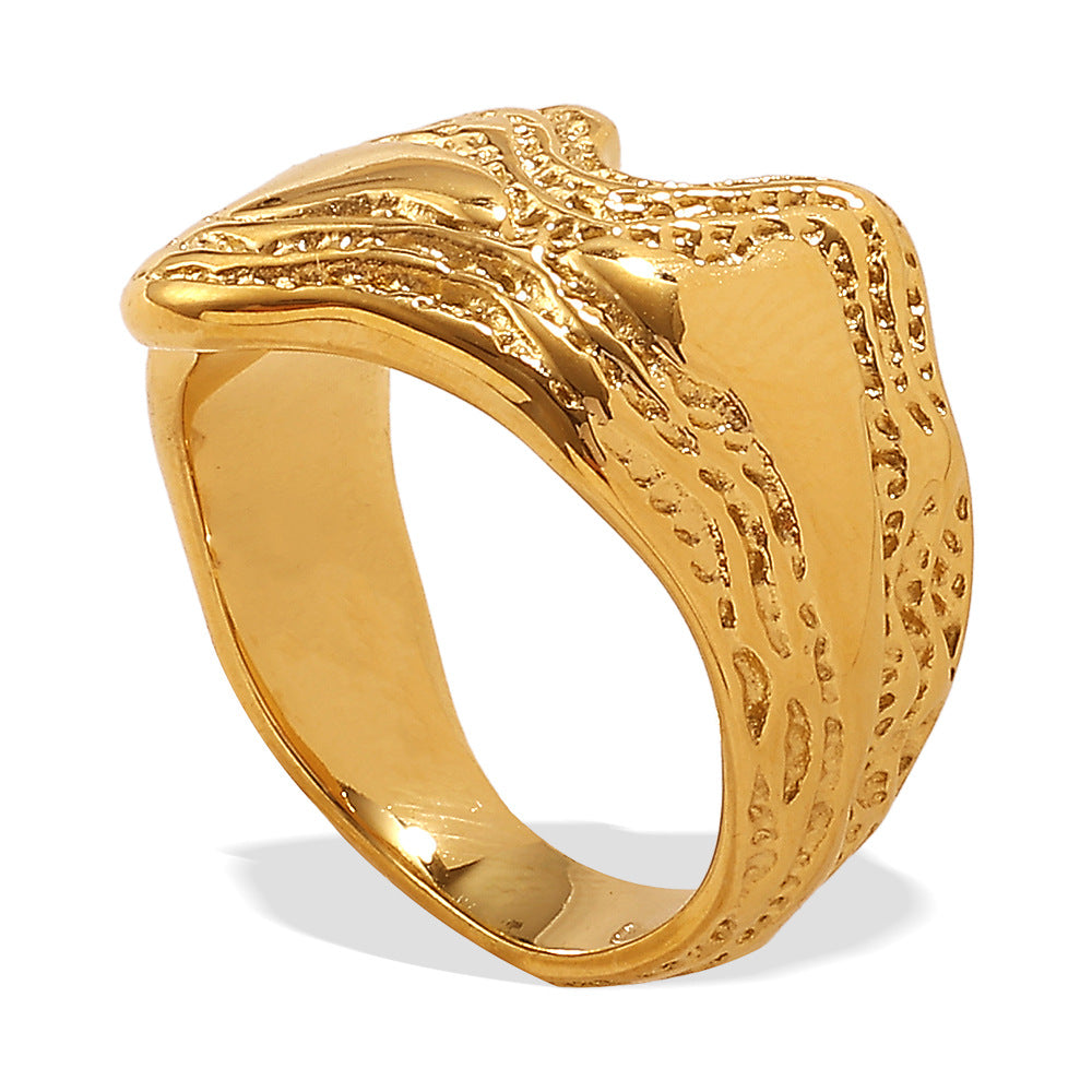 Wholesale  Simple Versatile High-End Rings Stainless Steel Minimalist Luxury Fashion Irregular Rings Jewelry