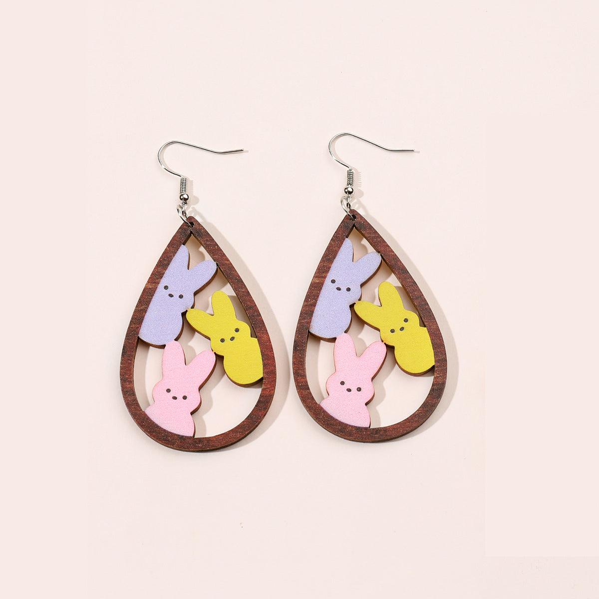 Wholesale Cute Easter Wood Earrings with Colorful Floral and Leopard Prints