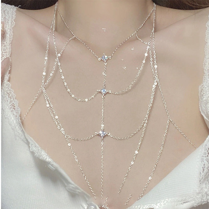 Wholesale Zircon Geometric Metal Body Chain Light Luxury Necklaces