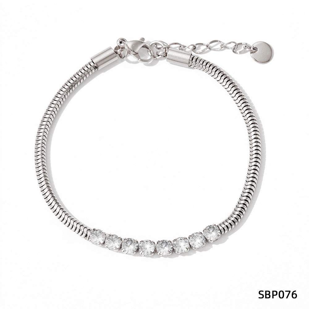 Wholesale Stainless steel bracelet stitching zircon bracelet set