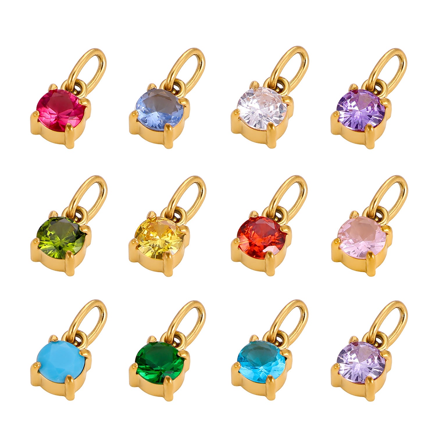 Wholesale DIY jewelry accessories stainless steel zircon round water drop zircon pendant