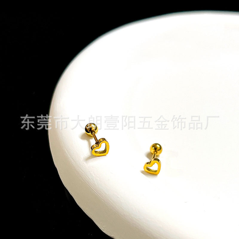Wholesale Titanium Steel Stylish Heart  Star Screw-Back Cartilage Stud