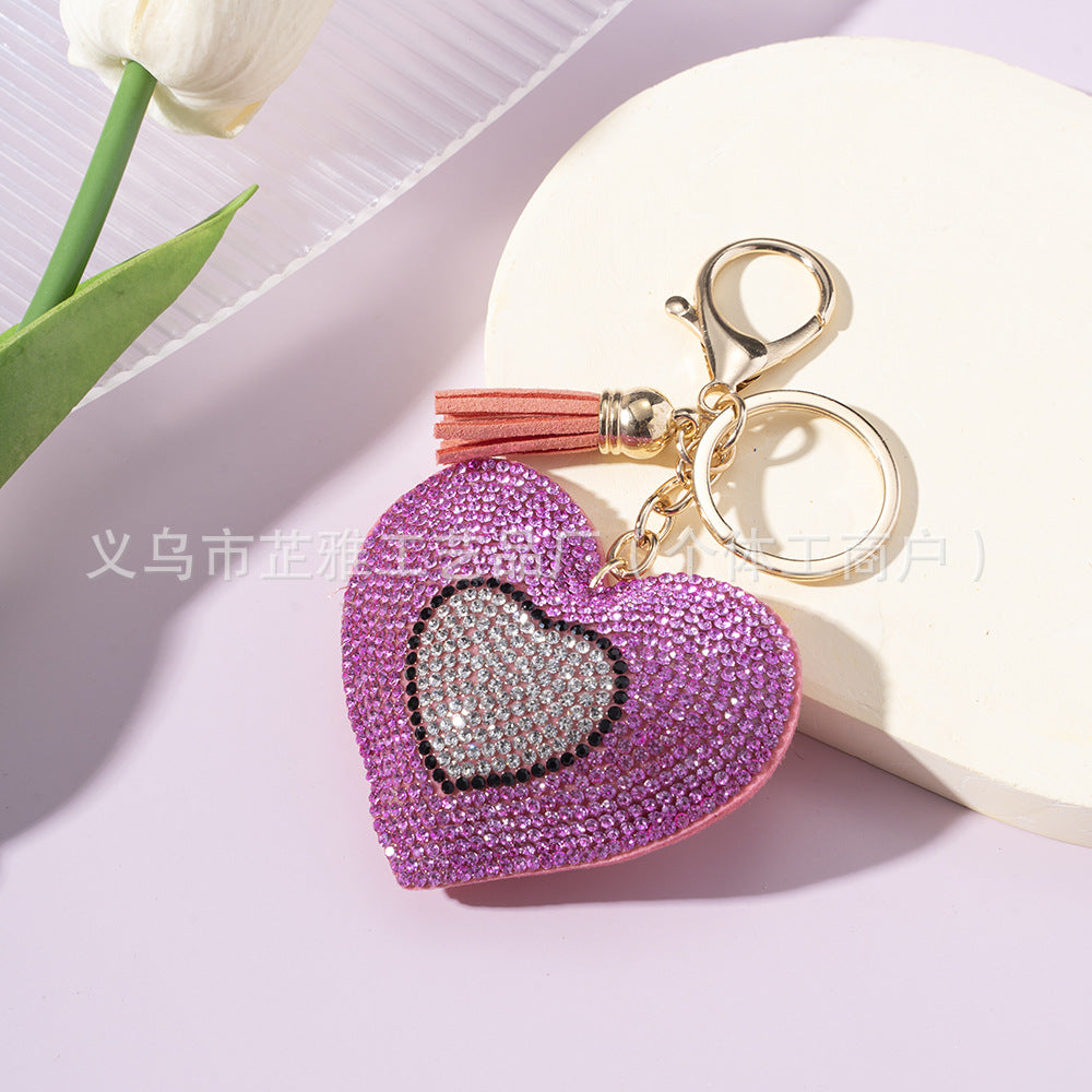 Wholesale Diamond Two-color Love Heart Keychains ACC-KC-ZhiYa059