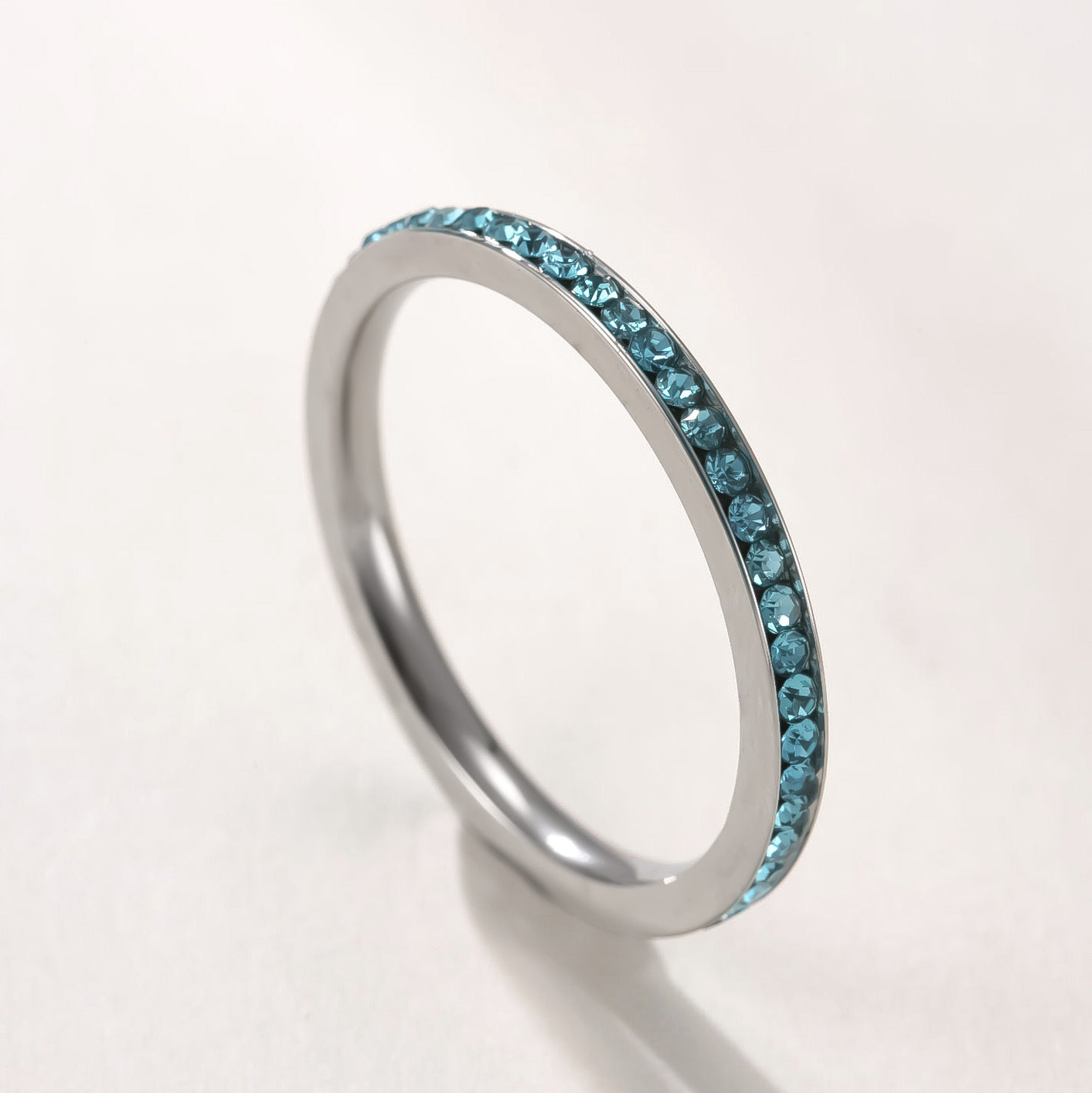 Wholesale Stainless Steel 2Mm Colored Diamond Couple Ring Chic Geometric Unisex Jewelry Accessory Gift