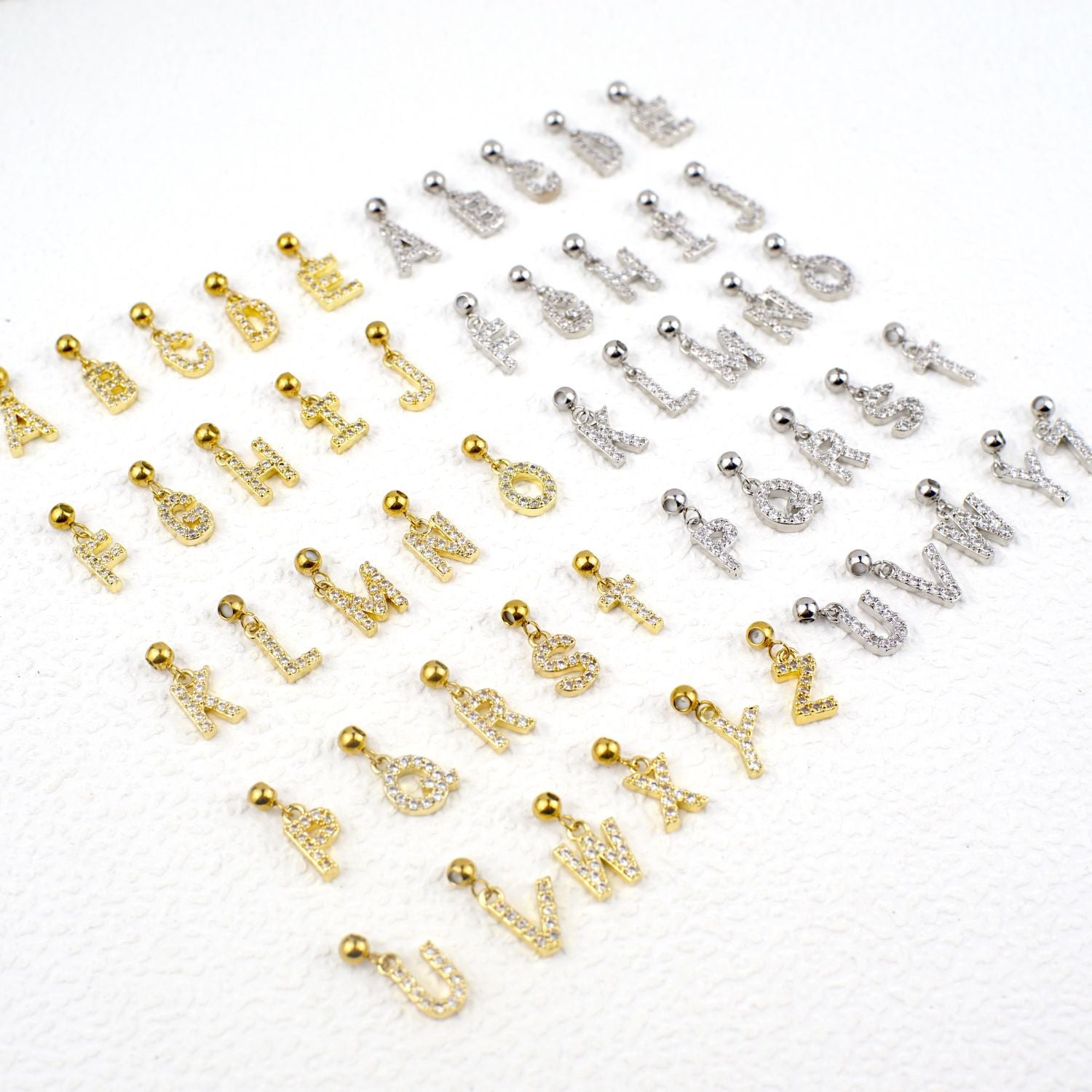 Wholesale 5pcs/pack letter necklace bracelet Gold Plated Charms