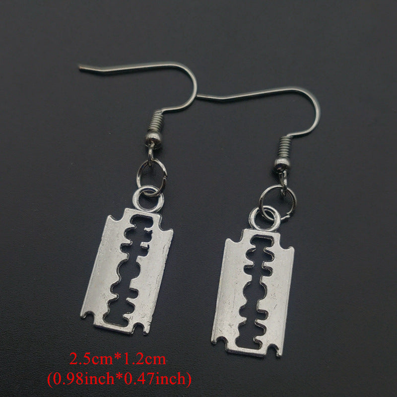 Wholesale Alloy Gothic Punk Razor Blade Earring and Pendant Set for Women Party Rock