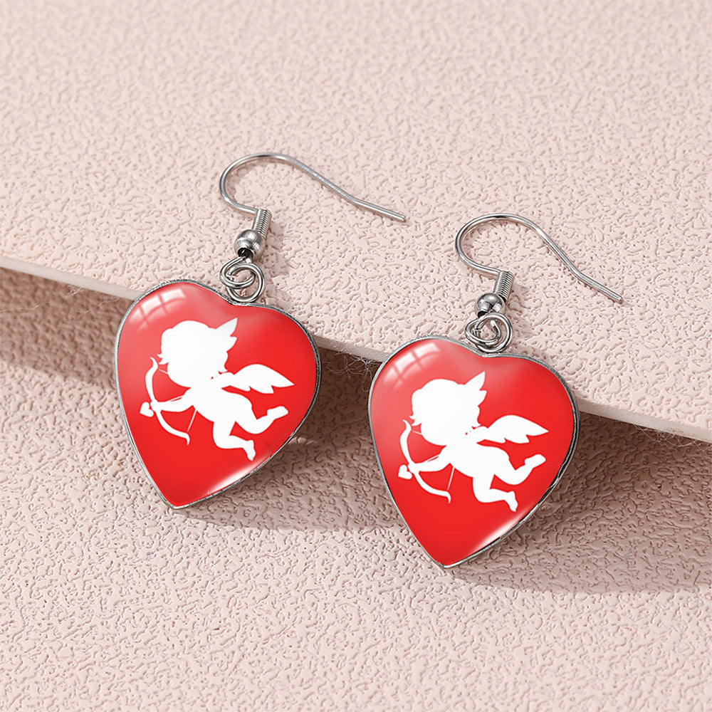 Wholesale Valentine' s Day love  Stainless steel  heart-shaped  earrings