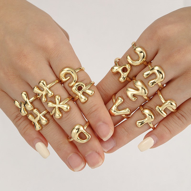 Wholesale 26 letter 18k gold-plated  ring