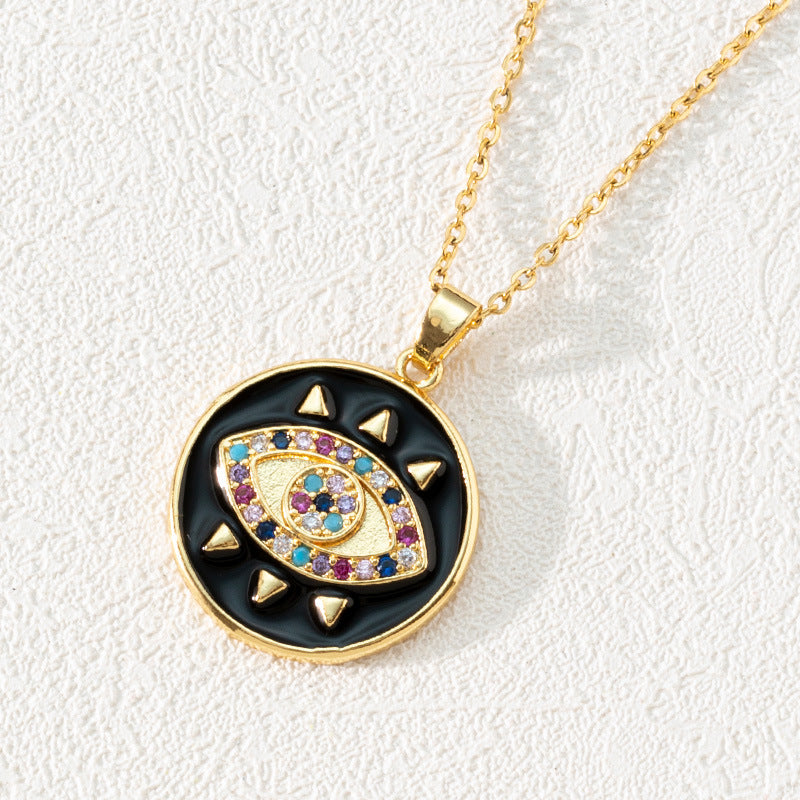 Wholesale Bohemian Evil Eye Pendant Necklace Copper Zircon Drop Oil Fashion Accessory Boutique Resale