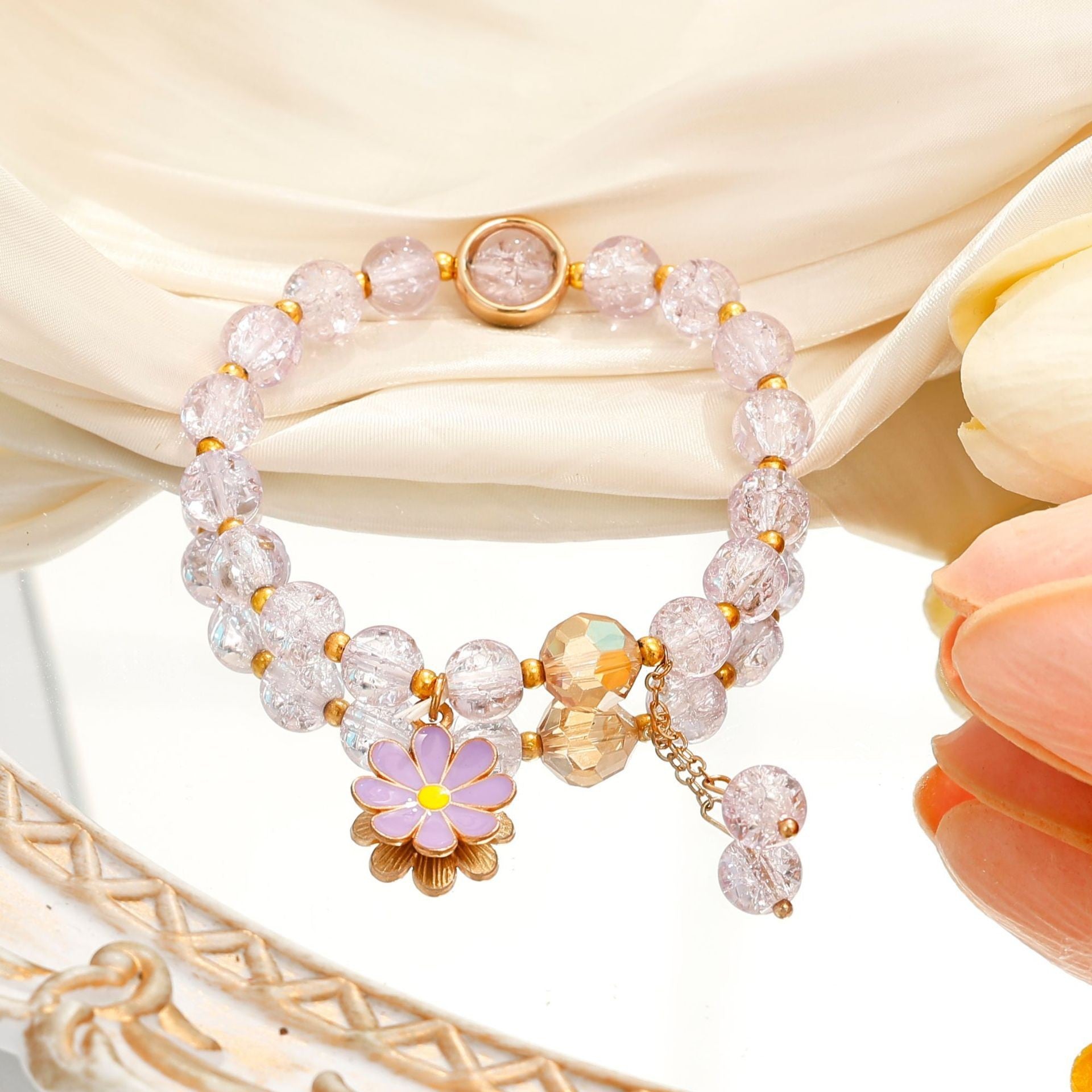 Wholesale  Crystal Glass  Bracelet Sunflower Bestie Bracelet