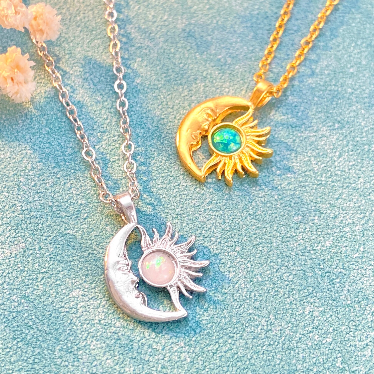 Wholesale Opal Sun Moon Necklace ACC-NE-QW006