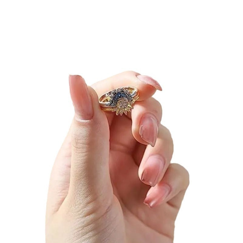 Wholesale Stackable Diamond Sun and Moon Open Adjustable Rings ACC-RS-YinHu001