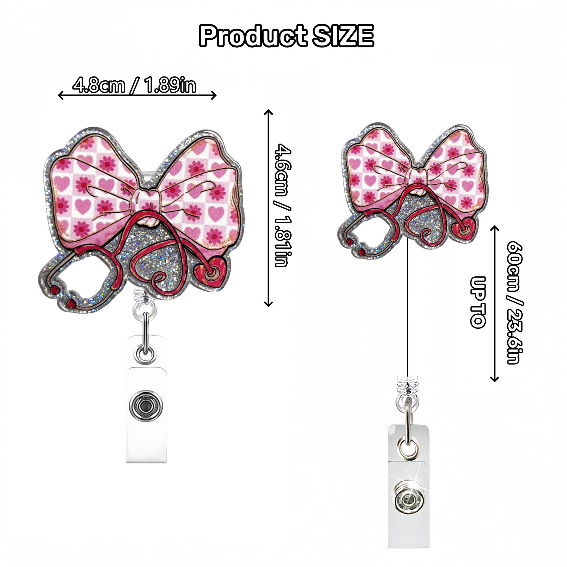 Wholesale Acrylic Bow Stethoscope Badge Reels Keychains