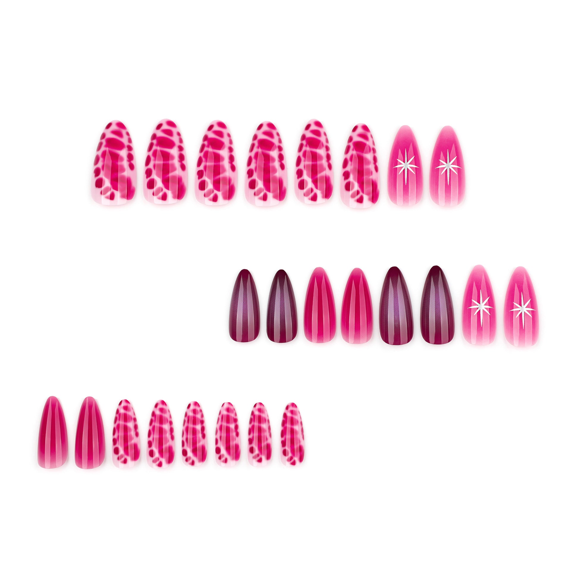 Wholesale 24 Pieces/box Rose Red Smudge Nails Kits Nail Stickers