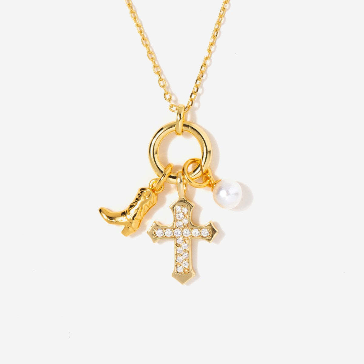 Wholesale Stainless Steel Cross Denim Pearl Love Heart DIY Pendant