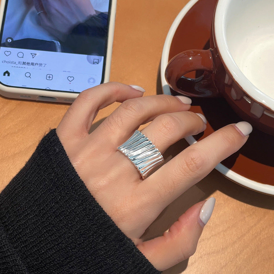 Wholesale Hollow Water Drops Irregular Ring  Sterling Silver Open Ring