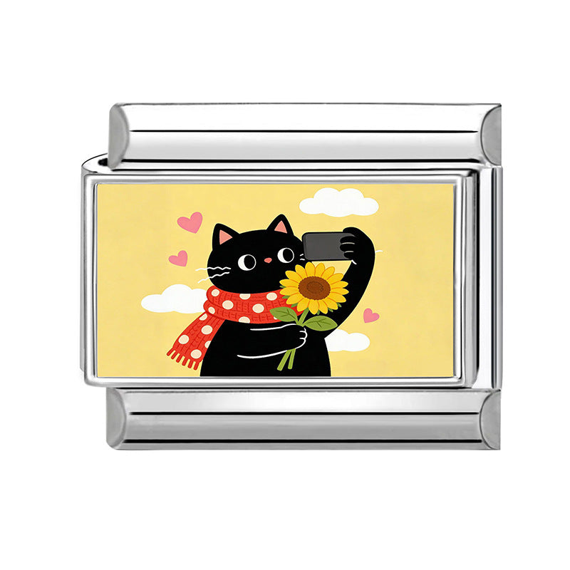 Wholesale Cat Theme DIY Modular Bracelet Stainless Steel Fashion Jewelry Accessory Gift