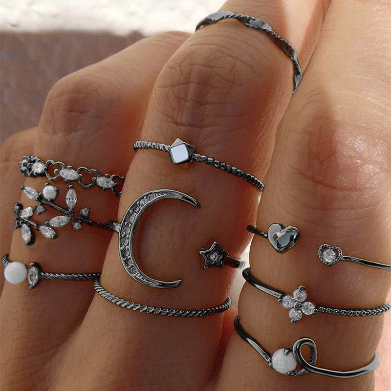 Wholesale jewelry fashion diamond stars ring  jewelry suit