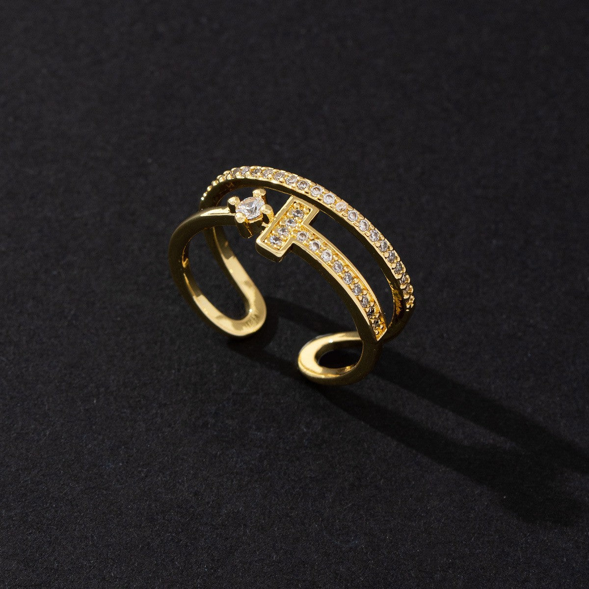 Wholesale Cold Style Vintage Cross Hollow Zircon Open Ring Chic Fashion Accessory For Everyday Wear