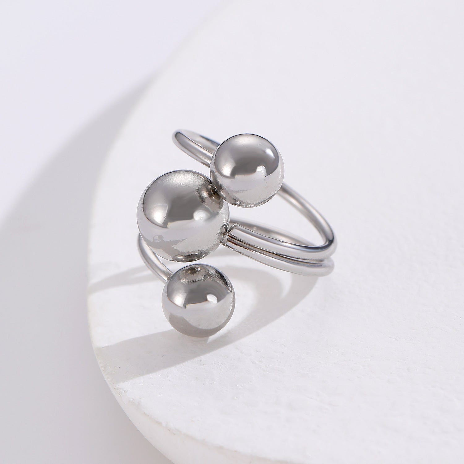 Wholesale Cross Bead Geometric Ball Ring