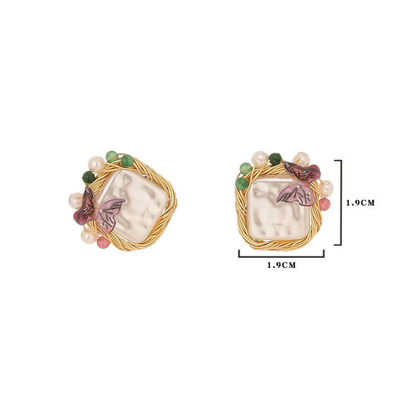 Wholesale Handmade Winding  Pearl Earrings  Long Tassel Butterfly Flower Earrings