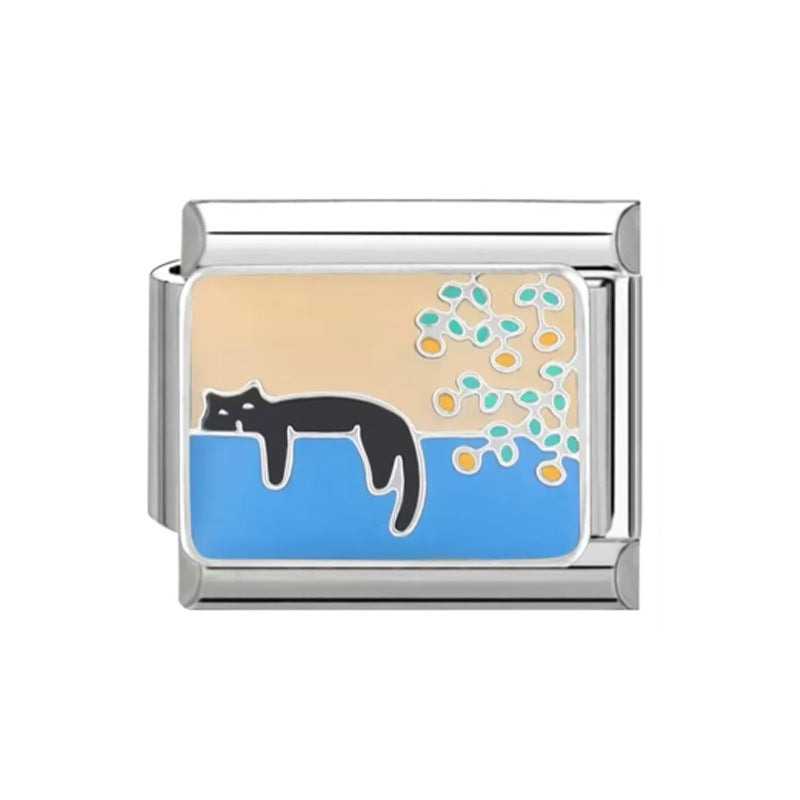 Wholesale 10pcs Italian Charm Bracelet 9mm DIY Splicing Removable Kitten Bear Stainless Steel Composable Bracelet