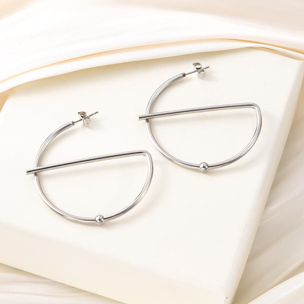 Wholesale Minimalist Geometric Stainless Steel Earrings Trendy Everyday Fashion Accessory