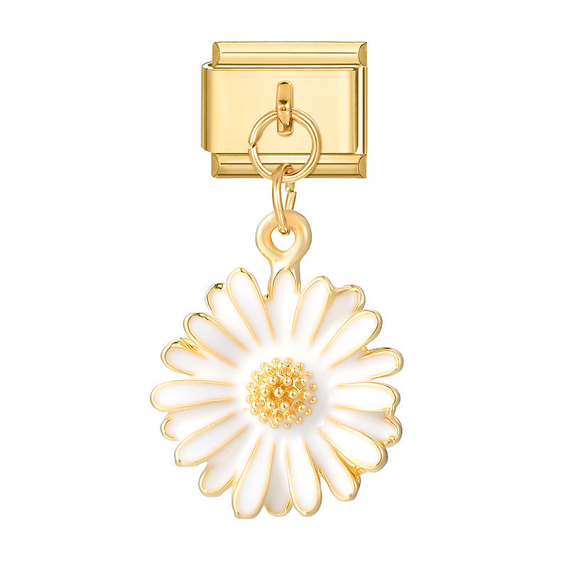 Wholesale 9mm Italian Charm Starter Bracelets DIY Flower Pendant Stainless Steel Composable Bracelet