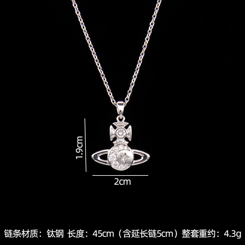 Wholesale saturn necklace with zircon pendant necklace ACC-NE-Rongc005