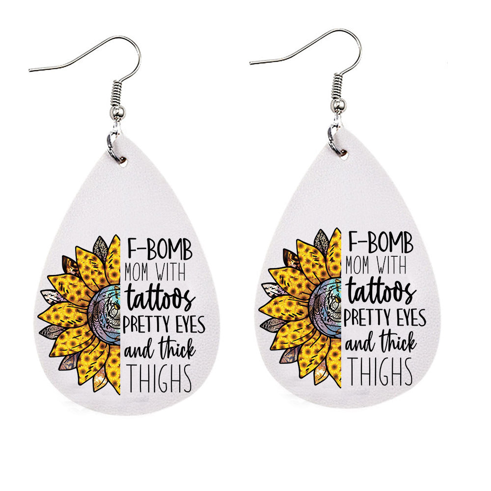 Wholesale MAMA Leopard Mother's Day Leather Earrings ACC-ES-CY006